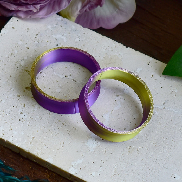 Ear Tunnels 10-100mm Yellow Purple | Pair | Ultra Light Thin-wall Ear Plugs | Gauge Earrings | Gauged Plugs