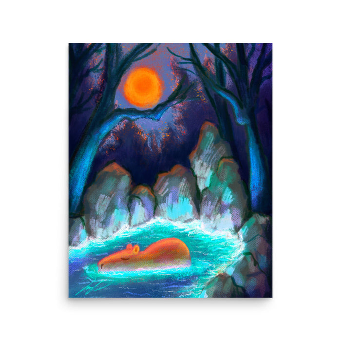 "Capybara Among the Rocks" Painting [Unfoiled]