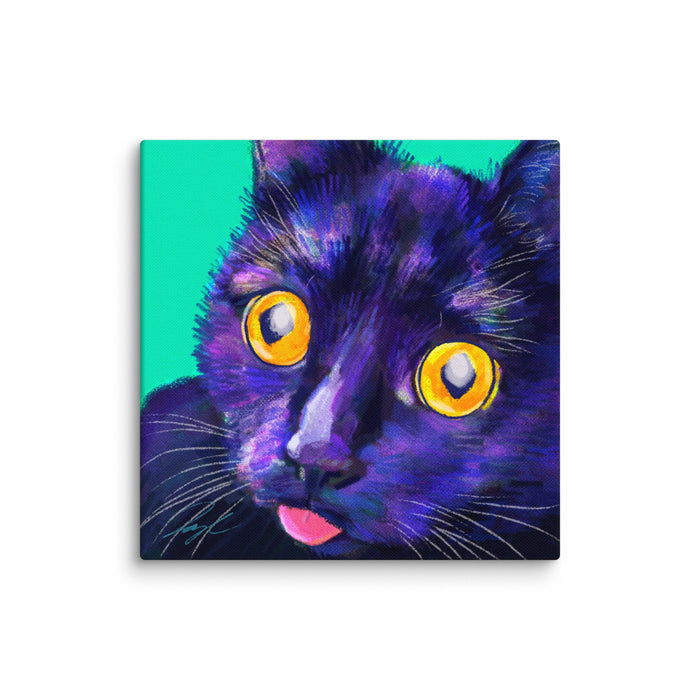 Close Encounters Collection - "Cat-atonic" - Close Up Painting of a Silly Black Cat [Unfoiled]