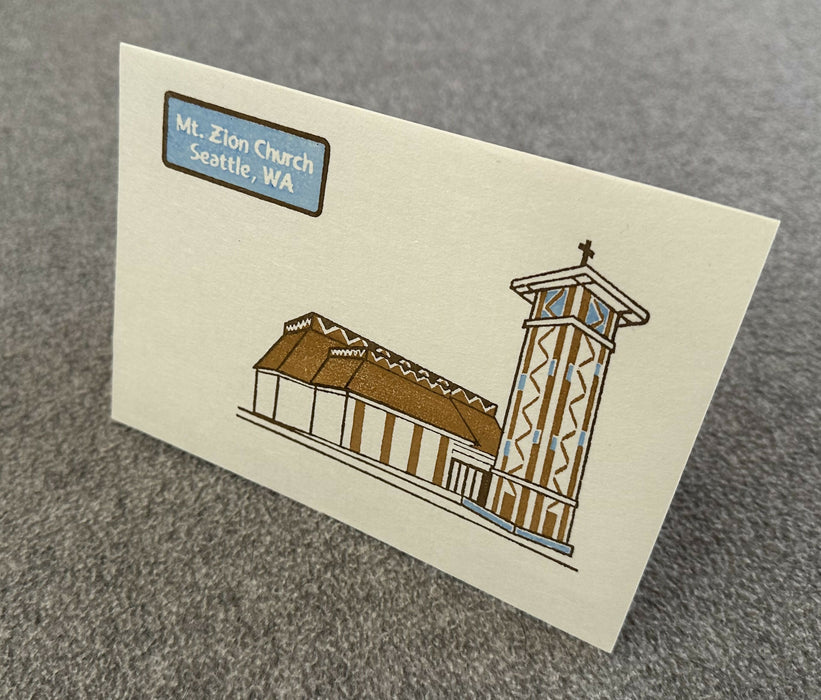 Woodblock print card - Mt. Zion Church