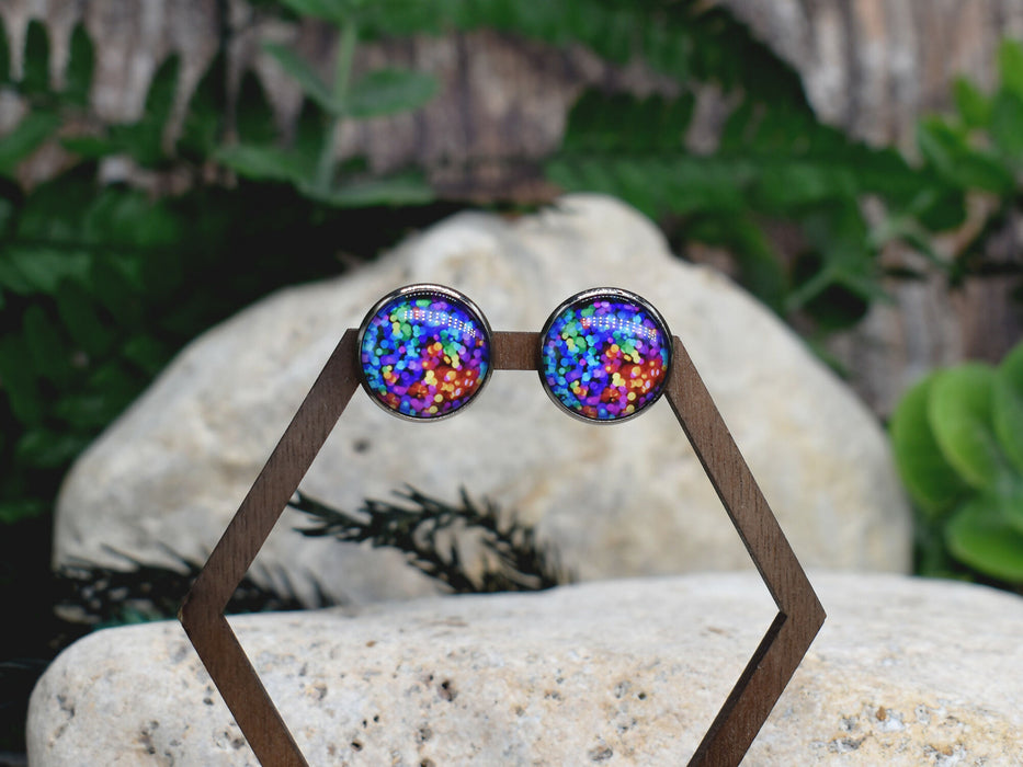 Stud Earrings With Resin Cabochon #294