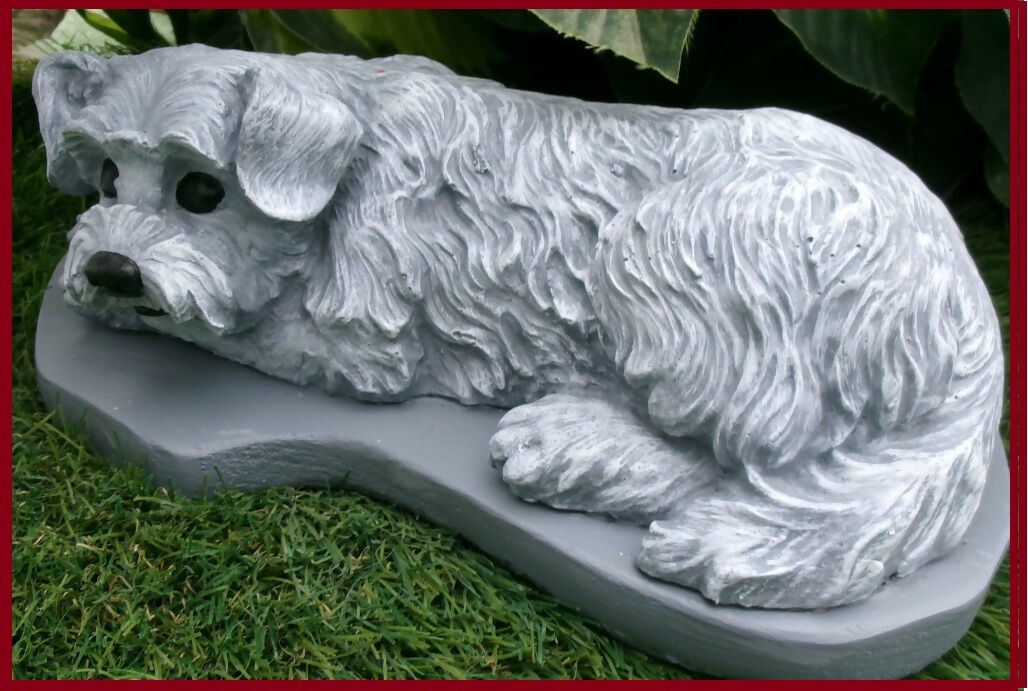 Concrete Schnauzer Dog statue figurine, indoor outdoor Garden Decor, Various Finishes, Pet Loss Gift, Grave Marker, Dog Lovers Gift