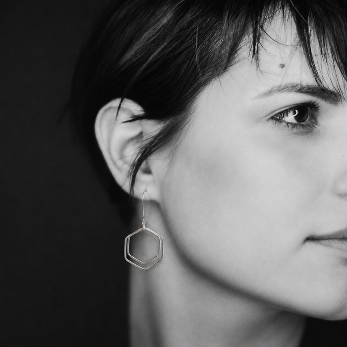 Hexa Double Nested Earrings in Sterling Silver