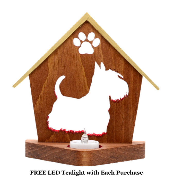 SCOTTISH TERRIER Personalized Dog Memorial Gift | Doghouse LED Tealight - DogPound Creations