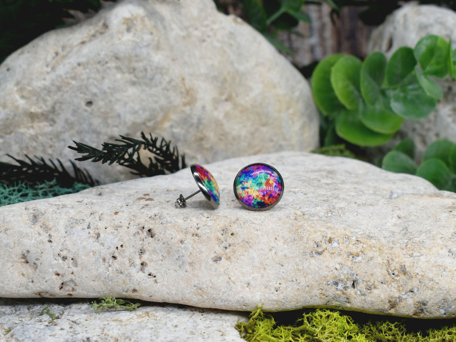 Stud Earrings With Resin Cabochon #311