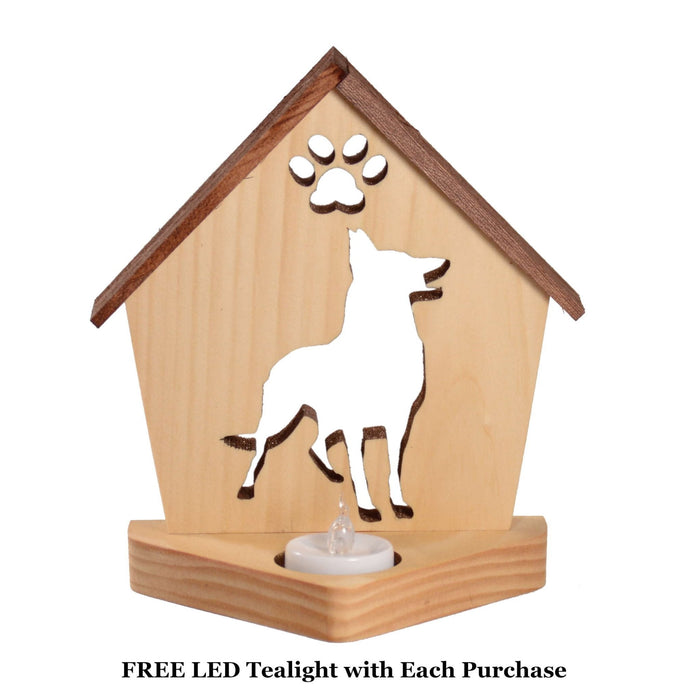 SHEPHERD Personalized Dog Memorial Gift | Doghouse LED Tealight - DogPound Creations