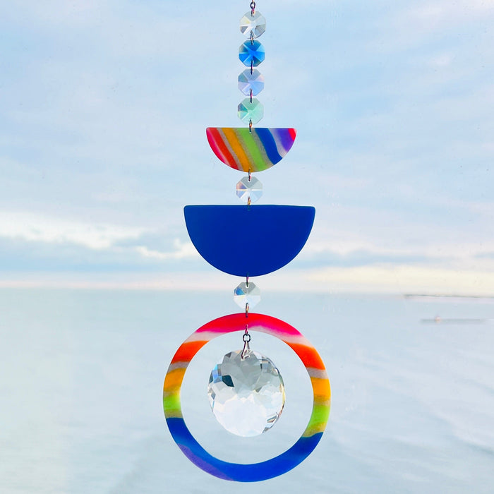 Suncatchers Rainbow Stripes Colorful Arch & Circle Polymer Clay Suncatcher