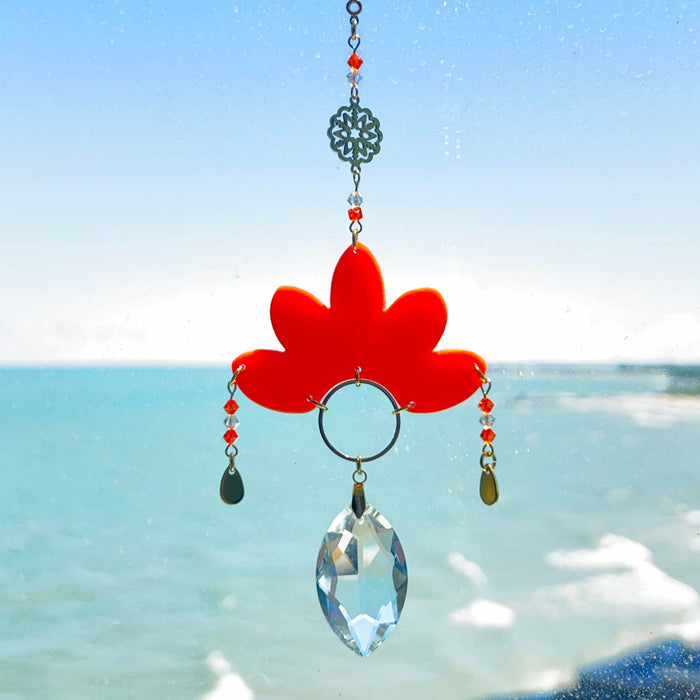 Suncatchers Orange Shimmer/Clear/Gold Floral Petal Suncatcher