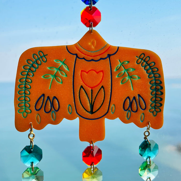 Suncatchers Folk Art Bird Suncatcher – Handmade Window Ornament