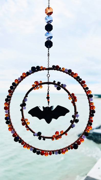 Suncatchers Midnight Harvest Bat – Halloween Crystal Bat Suncatcher