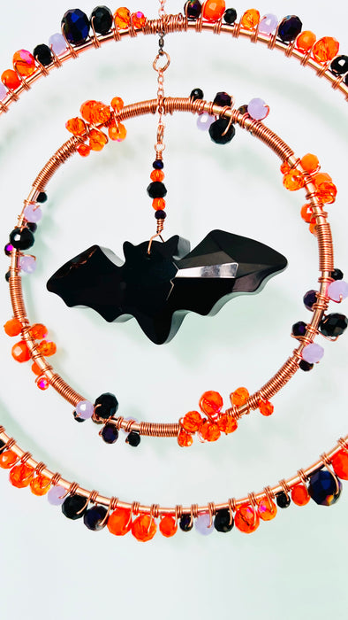 Suncatchers Midnight Harvest Bat – Halloween Crystal Bat Suncatcher