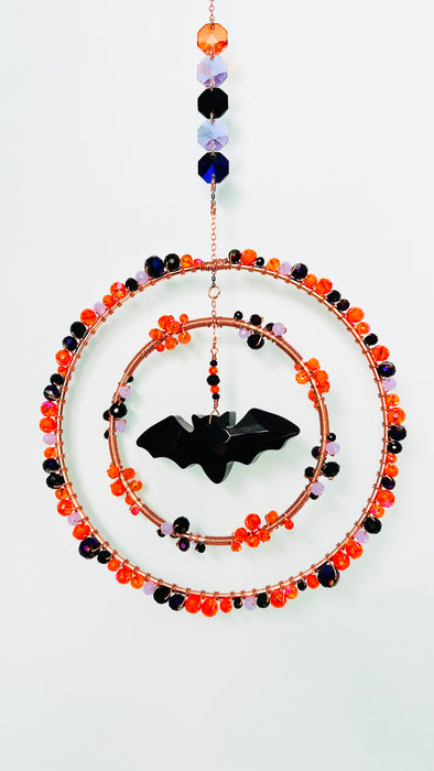 Suncatchers Midnight Harvest Bat – Halloween Crystal Bat Suncatcher