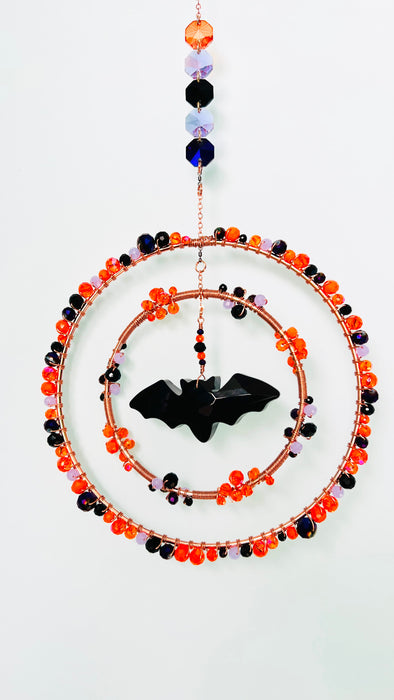 Suncatchers Midnight Harvest Bat – Halloween Crystal Bat Suncatcher