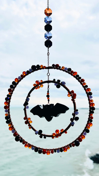 Suncatchers Midnight Harvest Bat – Halloween Crystal Bat Suncatcher