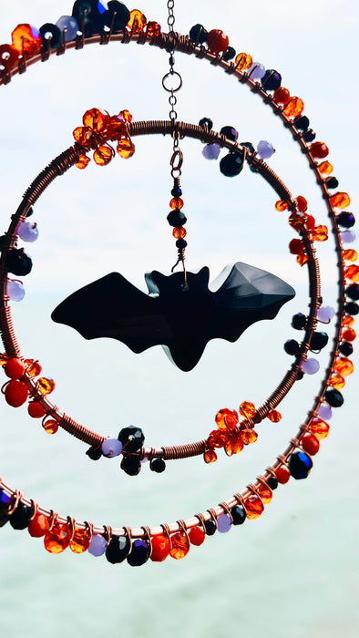 Suncatchers Midnight Harvest Bat – Halloween Crystal Bat Suncatcher