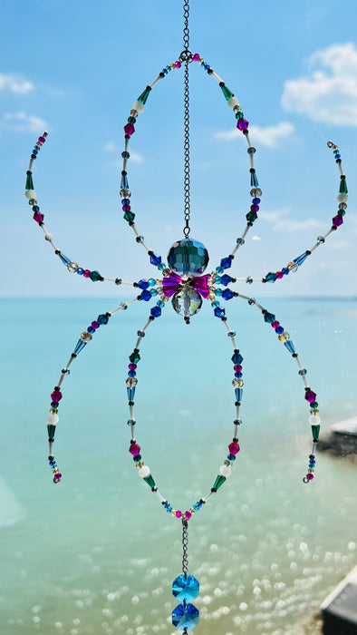 Suncatchers Peacock Web Beaded Spider Suncatcher