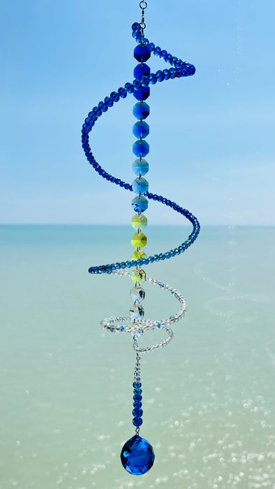 Suncatchers Sapphire Sky Glass Spiral Suncatcher