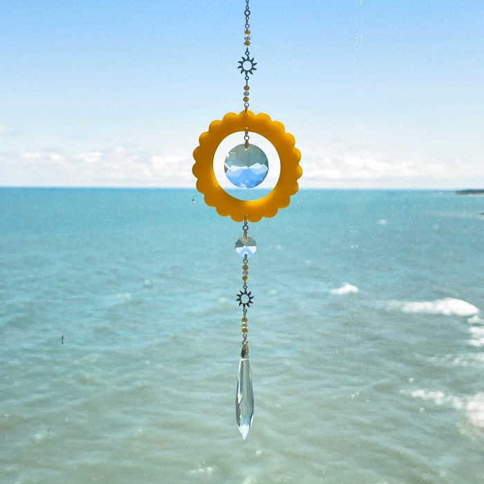 Suncatchers Yellow-Orange Scalloped Circle Suncatcher – Handmade Window Decor