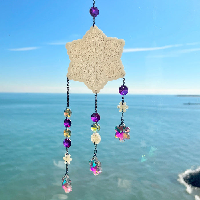 Suncatchers Wintery Purple Snowflake Suncatcher