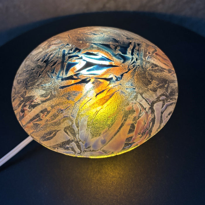 Fused Glass Mushroom Light - Aventurine Blue, Cobalt Blue, Plum