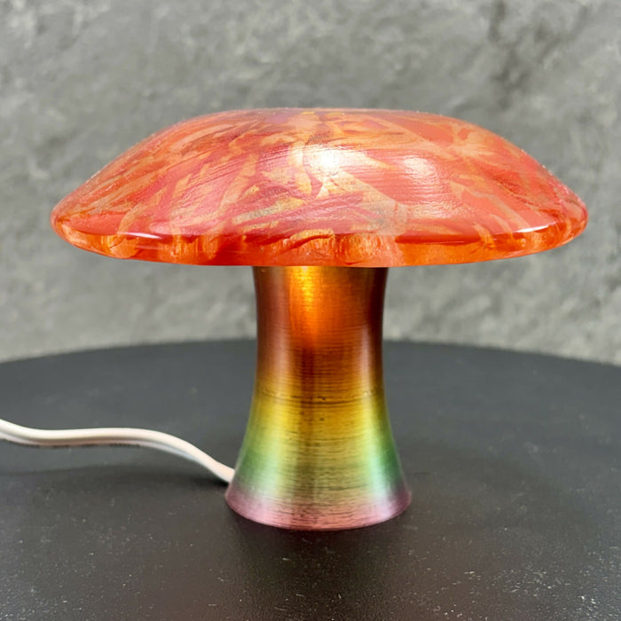 Fused Glass Mushroom Light - Red, Orange, Pink
