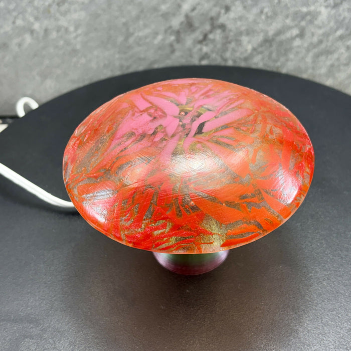 Fused Glass Mushroom Light - Red, Orange, Pink
