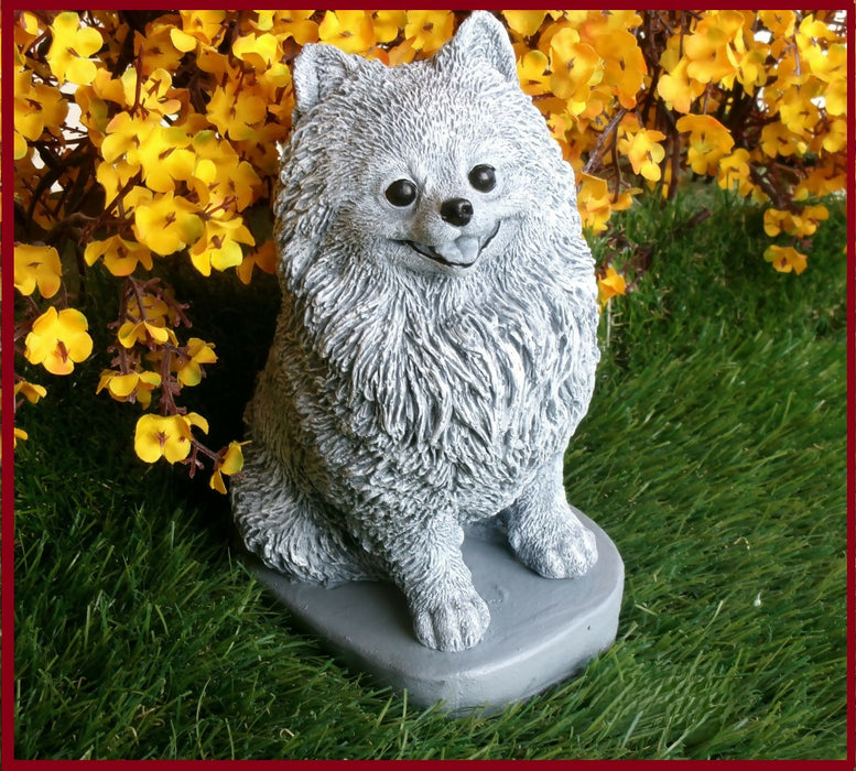 Concrete Pomeranian Statue, Garden Decor, Memory Garden, Various finishes Pet Gave MARKER OR Gift for any reason