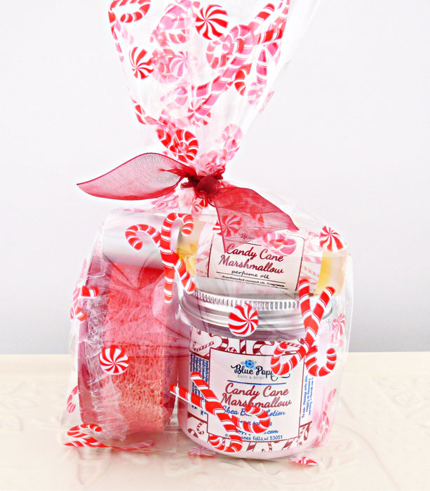 holiday bath and body gift set includes soap, lotion and perfume