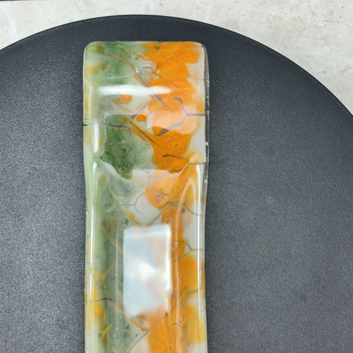 Fused Glass Incense Burner - Green, Orange, White