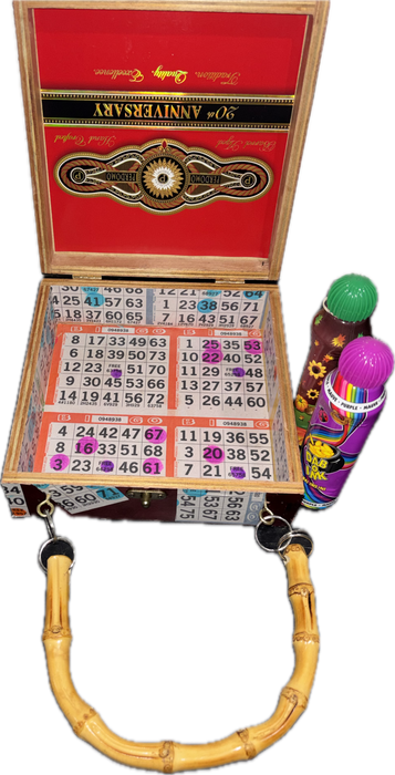 Bingo Box, Bingo Dabber Holder, Upcycled Cigar Box, Lucky Bingo Box, Bingo Lover Gift, Solid Wood, Unique Bingo Box with Handle,