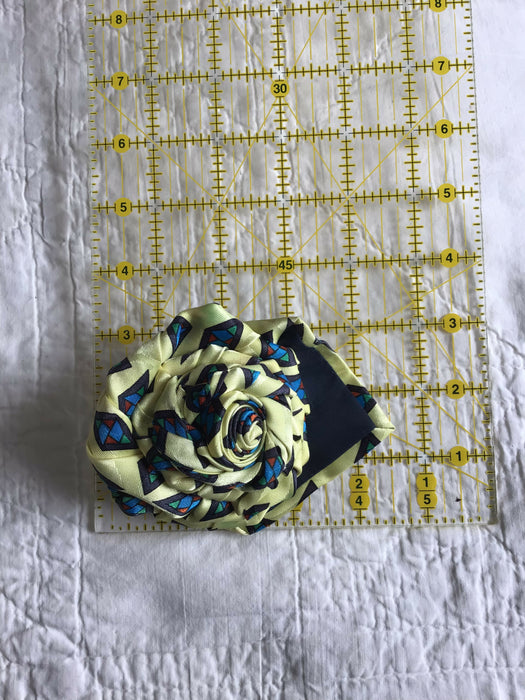 Upcycled tie brooch, necktie rose pin