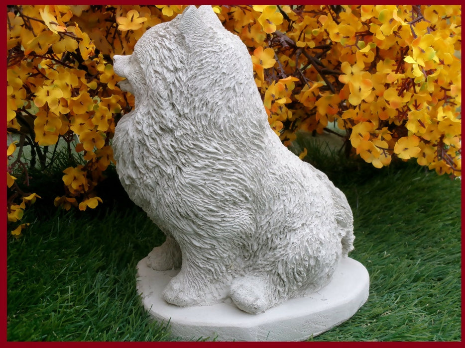 Concrete Pomeranian Statue, Garden Decor, Memory Garden, Various finishes Pet Gave MARKER OR Gift for any reason