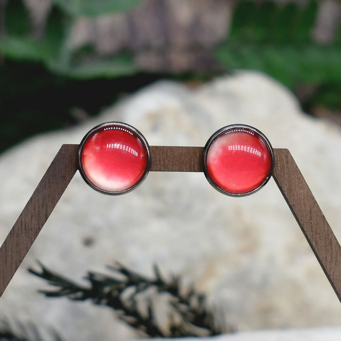 Stud Earrings With Resin Cabochon #264