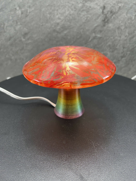 Fused Glass Mushroom Light - Red, Orange, Pink
