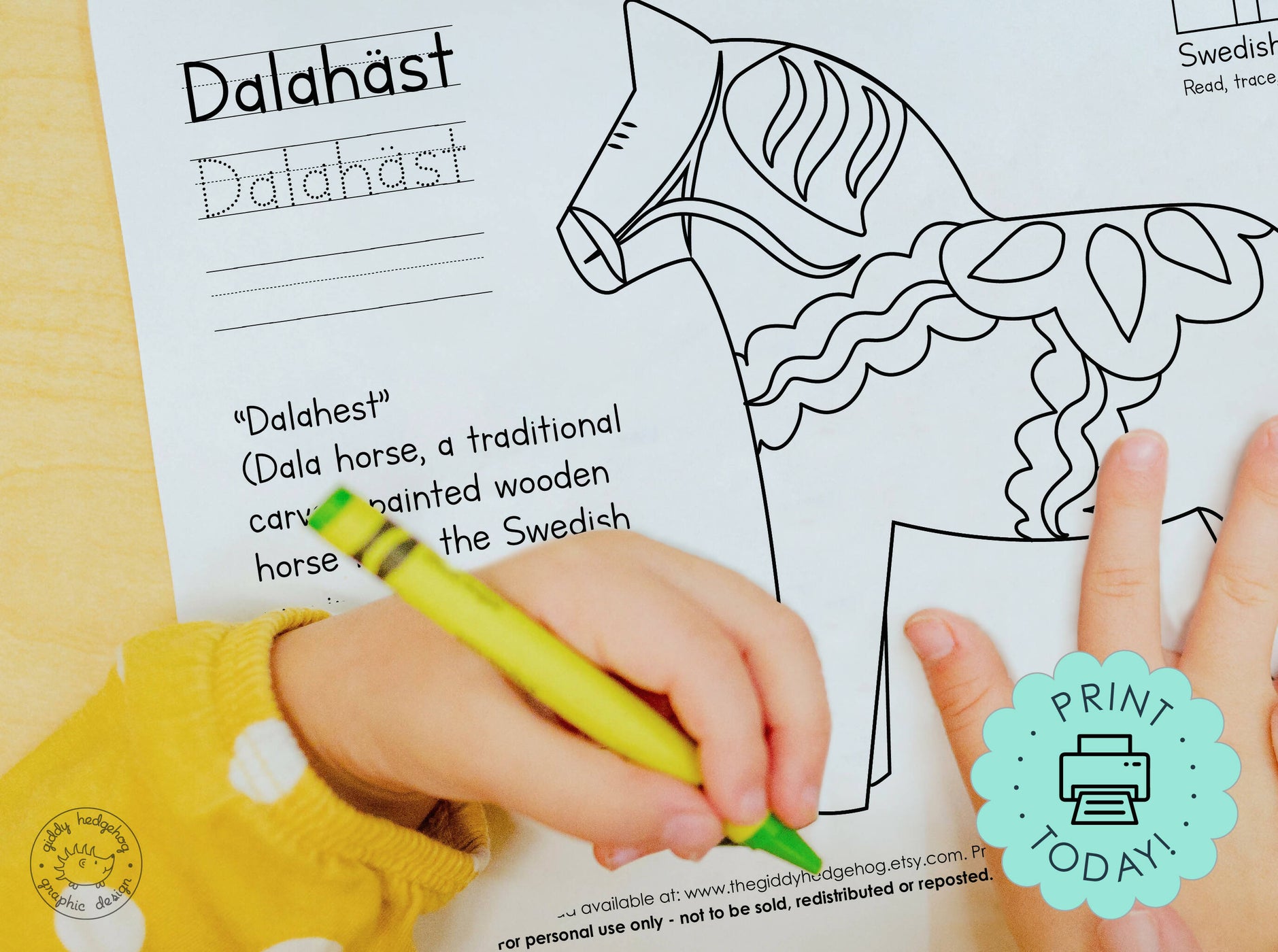 Swedish dala horse, dala illustration, dala horse art, dala horse d...