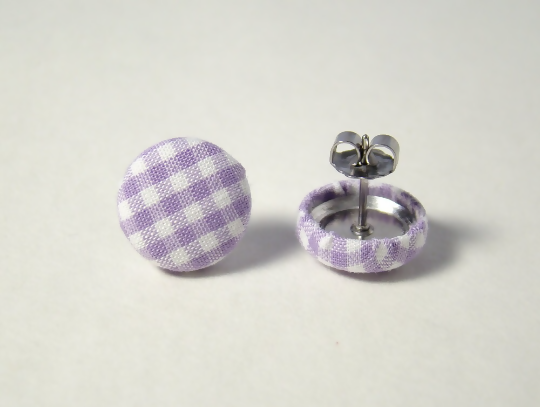 Fabric Cover Button Earrings | 100% Cotton Fabric Button Post Earrings