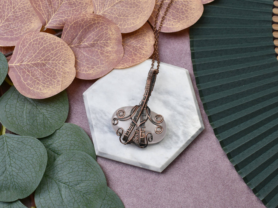 Wire Wrapped Copper Pendant with Rose Quartz