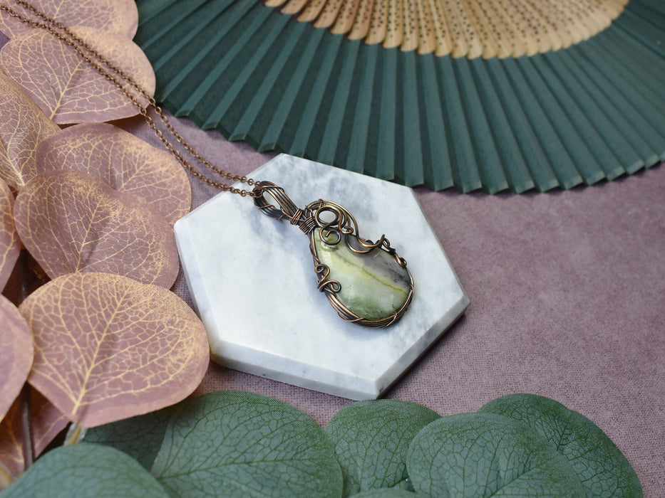 Wire Wrapped Copper Pendant With Amazonite