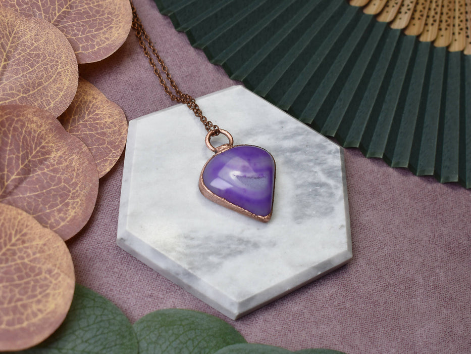 Purple Onyx Druzy Copper Pendant