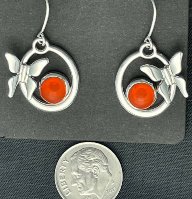 Orange Pop Butterfly Earrings