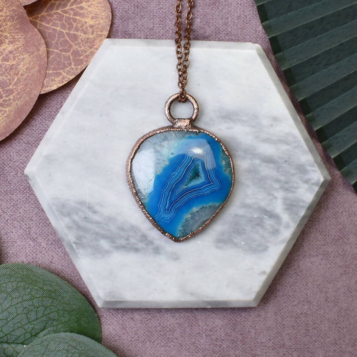 Copper Pendant with Blue Agate