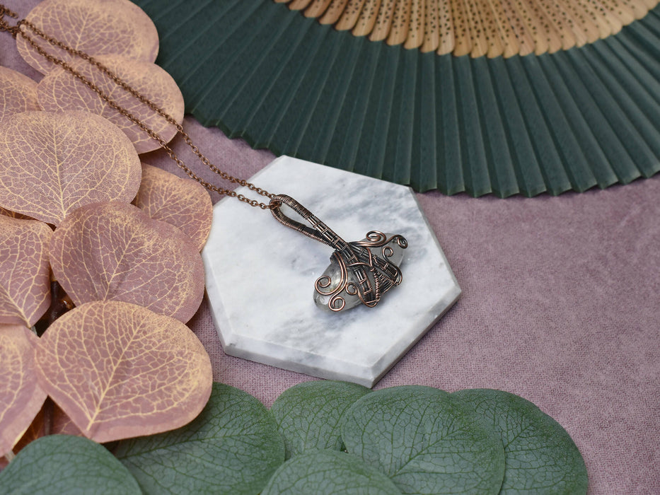 Wire Wrapped Copper Pendant With Black Rutiled Quartz