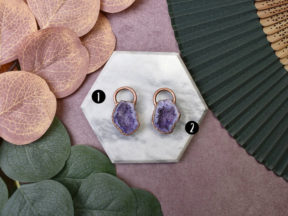 Purple Druzy Copper Pendant