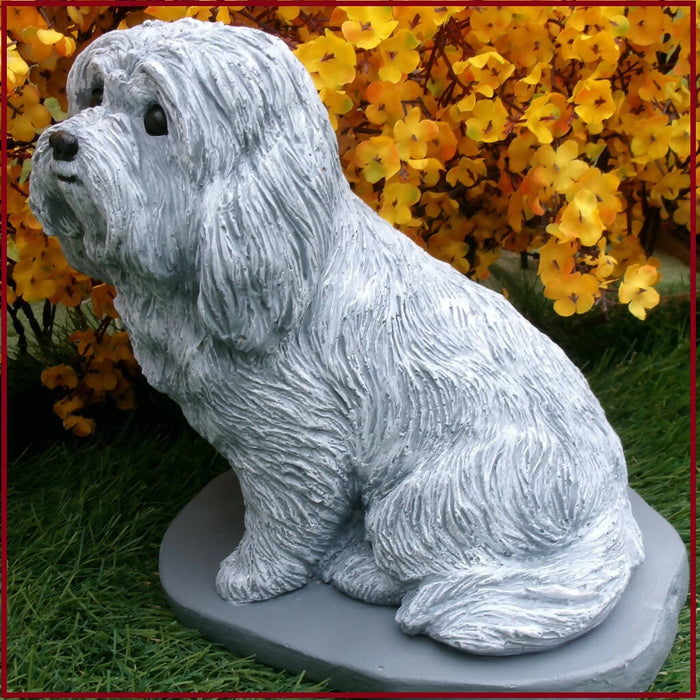 Concrete Dog Maltese Statue Figurine garden decor memorial grave marker