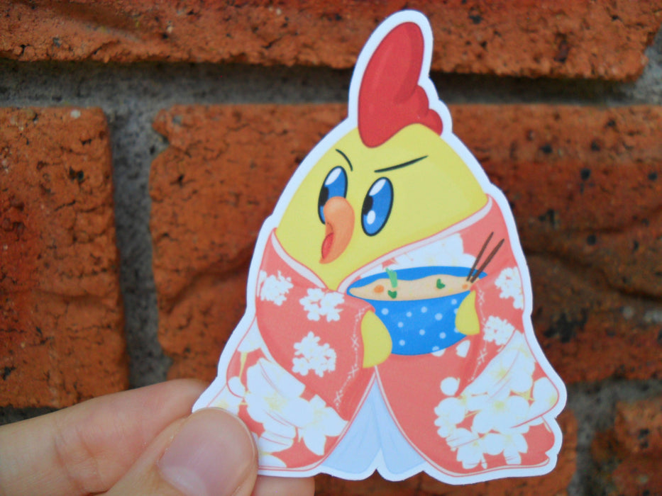 Chicken in Kimono Waterproof Vinyl Sticker