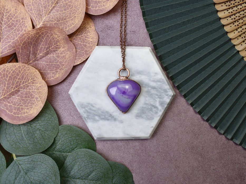 Purple Onyx Druzy Copper Pendant