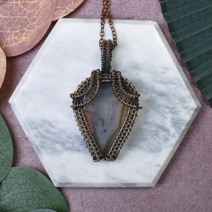 Wire Wrapped Copper Pendant With Montana Agate