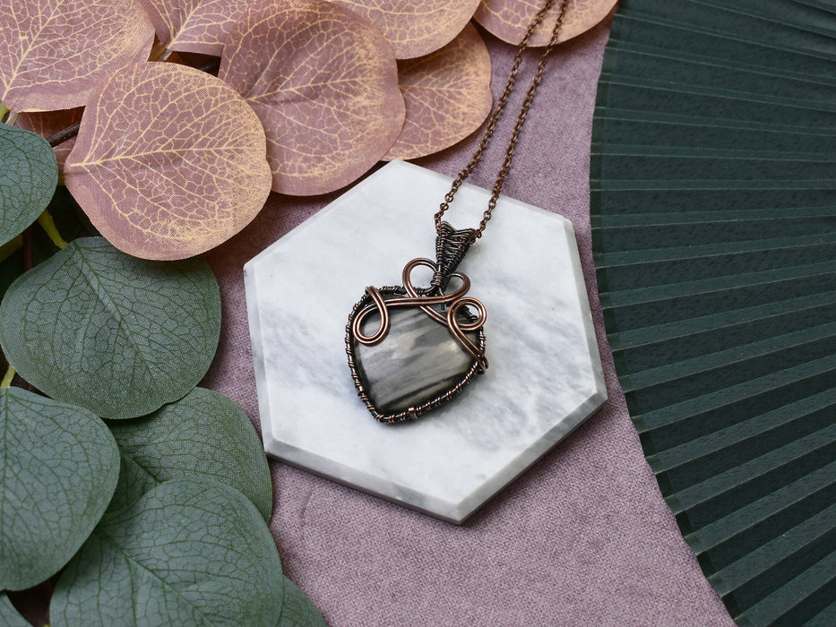 Wire Wrapped Copper Pendant With Jasper