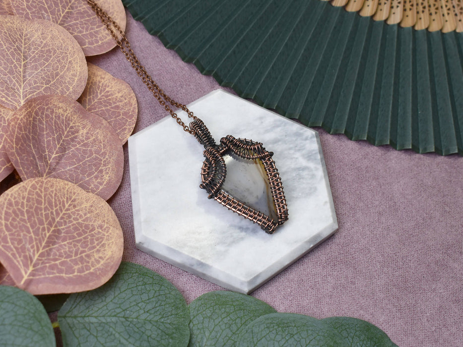 Wire Wrapped Copper Pendant With Montana Agate