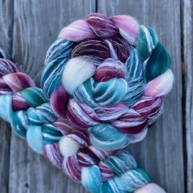 "Winterberry" hand dyed merino/bamboo fiber